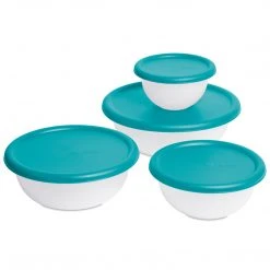 Bargainwizz Kitchen Sterilite 8 Piece Covered Bowl Set, Blue Atoll