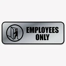 Bargainwizz Office Supplies COSCO Brushed Metal Office Sign, Employees Only, 9 X 3, Silver