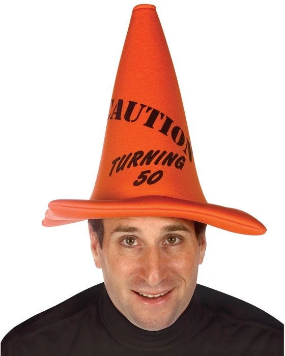 Bargainwizz Caution Turning 50 Cone Hat 1 Bargainwizz Caution Turning 50 Cone Hat