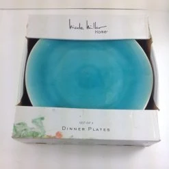 Bargainwizz Kitchen Crackled Glass Turquoise Aqua Dinnerware