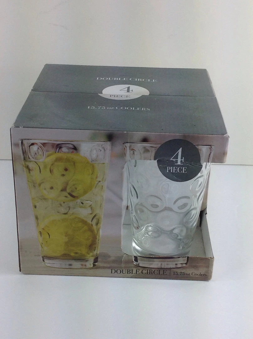 Bargainwizz Kitchen Circleware Circle Set Of 4-15.7 Oz Heavy Base Highball Drinking Circles 1 Bargainwizz Kitchen Circleware Circle Set Of 4-15.7 Oz Heavy Base Highball Drinking Circles